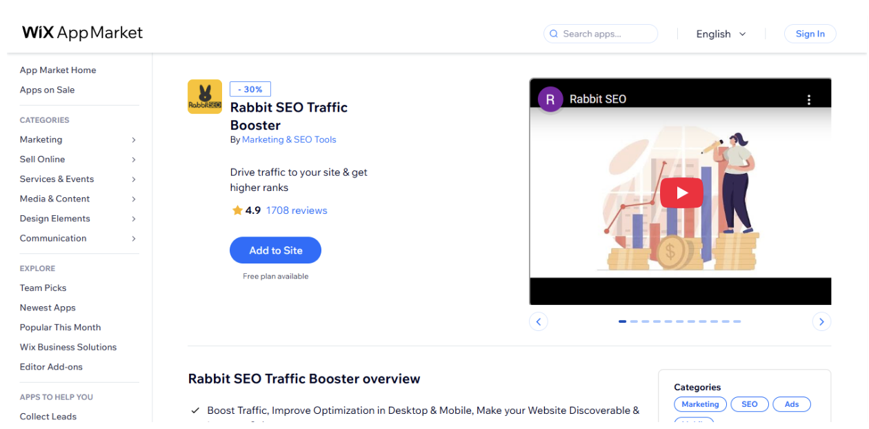 Rabbit SEO Traffic Booster for Wix